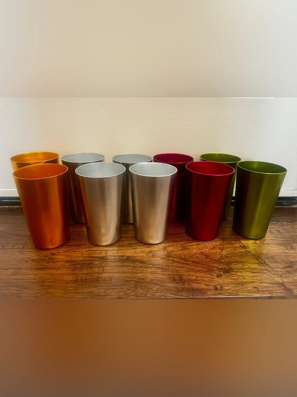 Vintage Metallic Assorted Color Drink Tumblers - Silver, Pink, Green, Orange